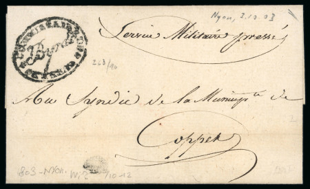 Stamp of Switzerland / Schweiz » Vorphilatelie Schweiz 1803 (03.10), Kanton Waadt, Faltbrief von Nyon nach Coppet