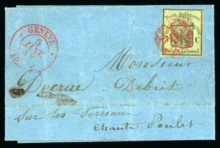 Stamp of Switzerland / Schweiz » Kantonalmarken » Genf 1848, grosser Adler gelbgrün, farbfrisch