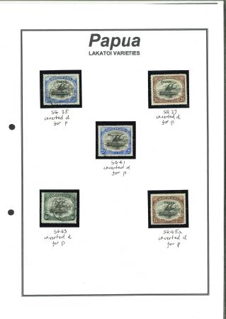 Stamp of Papua Collection: 1901-30, specialised collection of plate flaws and varieties on the Lakatoi issues