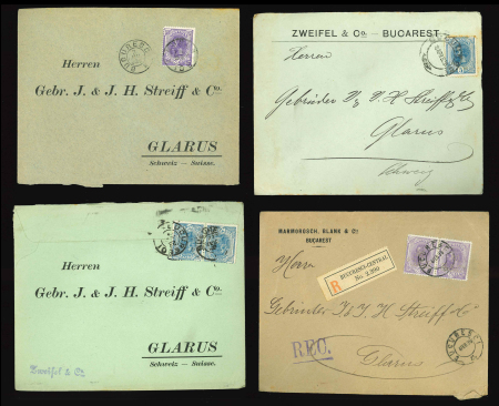 Stamp of Romania » Later Issues 1898–1914 Romania – Group of 16 commercial covers sent abroad, each bearing different postal rates and frankings