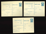 Stamp of Romania » Postal Stationery 1955 Group of 5 different acknowledgment stationery illustrated cards ("Advice of Delivery"); 40 bani blue on cream card