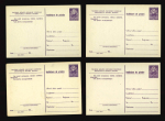 Stamp of Romania » Postal Stationery 1956 Group of 19 different acknowledgment stationery illustrated cards ("Advice of Delivery"), size 150x105mm, 40 bani violet on cream card