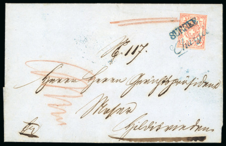 Stamp of Switzerland / Schweiz » Rayonmarken » Rayon III (grosse Ziffer) 1854, Rayon III grosse Wertziffern, Type 8 des Steins OLI