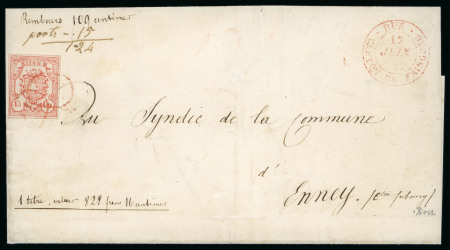 Stamp of Switzerland / Schweiz » Rayonmarken » Rayon III, kleine Ziffer (Cts.) 1852, Rayon III kleine Wertziffern Centimes