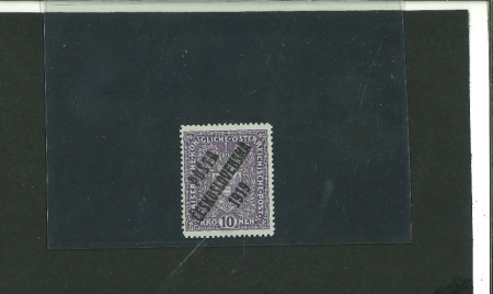 Stamp of Czechoslovakia » Czechoslovakia 1918-1939 1919, Czechoslovakia, Posta Ceskoslovenska 1919 ovpt, 10K light colour mint*