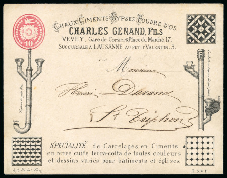 Stamp of Switzerland / Schweiz » Ganzsachen 1874, Tüblibrief 10 Rp. rot