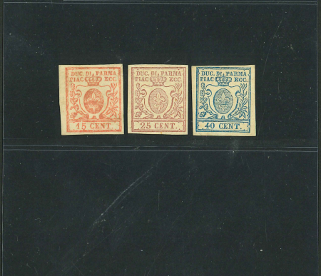Stamp of Italian States » Parma Italy, Parma, 1857-59, 15c to 40c mint, cert Raybaudi