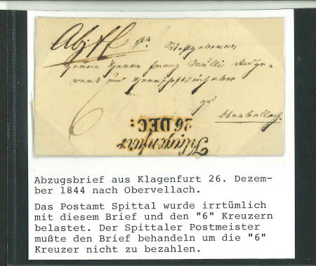 Stamp of Austria » Carinthia (Kärnten) Austria Österreich Klagenfurt 1844 Abzugsbrief