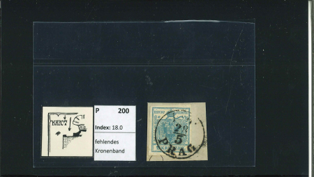 Stamp of Austria » 1850 Issue Austria, Österreich, 1850, 9Kr HP Ty I, auf kleinem Briefstück, PF: fehlendes Kronenband links