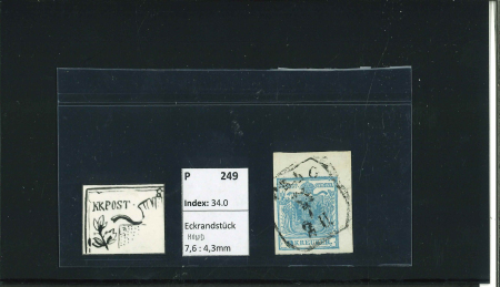 Stamp of Austria » 1850 Issue Austria, Österreich, 9Kr HP rechtes oberes Eckrandstück + Plattenf., R!!