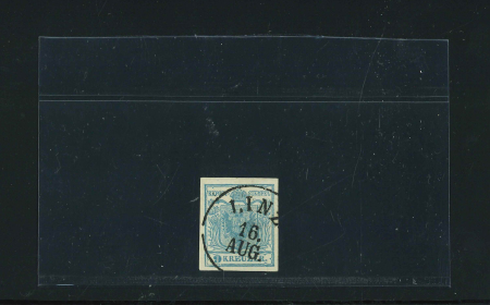 Stamp of Austria » 1850 Issue Austria, Österreich, 1850, 9Kr HP Ty I m. Plattenfehler: gebrochene linke untere Ecke