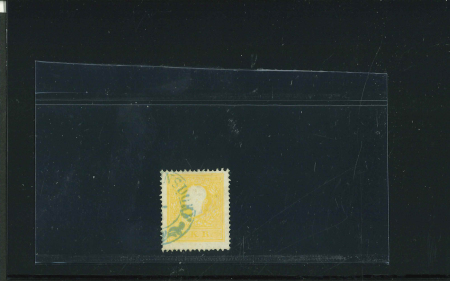 Stamp of Austria » 1859 Issue Austria, Österreich, 1859, 2Kr gelb mit blauen Trautmannsdorf Teilstpl.