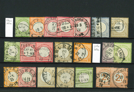 Stamp of Germany » Germany Collections and Large Lots 1872-74, Selection of 21 small and large shield values, all used
