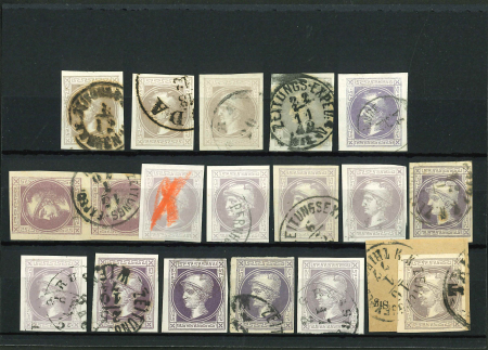 Stamp of Austria » Newspaper Stamp 1867/80 Austria, Österreich, 1867 newspaper issue Issue violet - lot medium better types