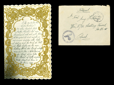 Stamp of Austria » Ostmark Austria, Österreich, Ostmark, Feldpostbrief mit vergoldeten Prägedruckbriefbogen