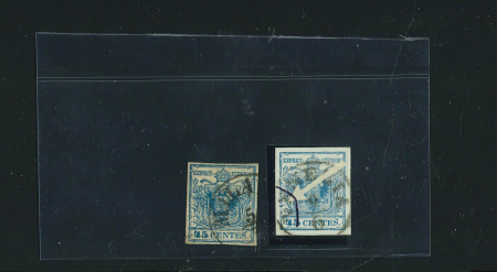 Stamp of Austria » Lombardy Venetia Austria, Österreich, Lombardei Venetien, 1850, 45C Plattenfehler: zerstörtes Blattwerk li unten
