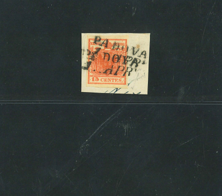 Stamp of Austria » Lombardy Venetia Austria, Österreich, Lombardei Venetien 15C HP Ty IIa dunkelzinnoberrot, gerippt