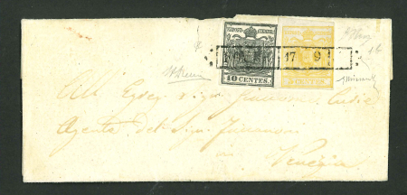 Stamp of Austria » Lombardy Venetia Austria, Österreich, Lombardei Venetien, Briefhülle mit 5C giallo limone verdastro
