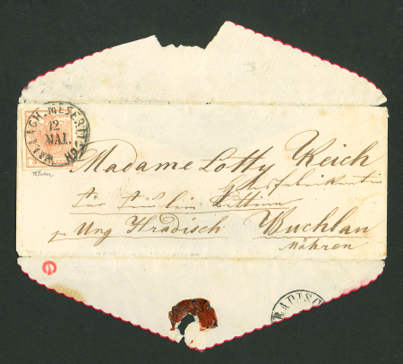 Stamp of Austria » Moravia (Mähren) Austria, Österreich, Mähren, Wall. Meseritsch auf Zierbrief