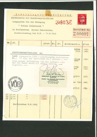 Stamp of Austria » Local Issues 1945 Austria, Österreich, Lokalausg. Dorfstetten