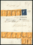 Stamp of Italian States » Sicily » 1/2 Grano, Plate I » Covers Sicily 1859 outer letter sheet registered with 1/2Gr (12) and a 10Gr
