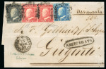 Stamp of Italian States » Sicily » 20 Grana » Covers 1859 (15.1) Registered cover Palermo to Grigenti, franked 20 Gr. slate grey (grigio ardesia), pair 5Gr. rosa carminio and 2 Gr., manuscript and oval handstamped Assicurata, bottom margin of 2 Gr. touched otherwise good m