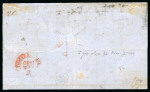 1859 5 Gr. Plate I, vermilion (vermiglio), position 46 showing retouch, on entire from Catania to Naples, additionally franked with 5 Gr. Plate II and 1 Gr. Plate III, plus two single 2 Gr. values, and a further 5 Gr. Pl