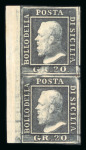 Stamp of Italian States » Sicily » 20 Grana » Stamps Sicily 1859 20Gr ardesia violaceo vertical marginal pair part o.g.