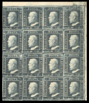 Stamp of Italian States » Sicily » 20 Grana » Stamps Sicily 1859 20Gr grigio ardesia corner marginal block of 16 large part or full o.g.
