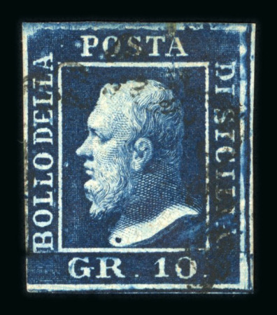 Stamp of Italian States » Sicily » 10 Grana » Retouches Sicily 1859 10Gr position 58 retouch used