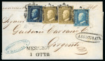 Stamp of Italian States » Sicily » 10 Grana » Covers Sicily 1859 10Gr position 67 retouch registered cover with 1Gr (2) and 2Gr