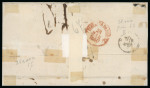 1859 20 Gr., slate-grey (grigio ardesia), 10 Gr., indigo (indaco), 5 Gr. Plate I, carmine-rose (rosa carminio), and 1 Gr. Plate III, light olive-green (verde oliva chiaro), on cover dated 26 March to Rome. The 1 Gr. has 