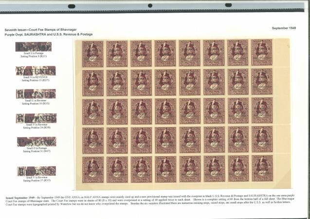 Stamp of Indian States » Soruth 1949 1a on 1a Purple Bhavnagar Court fee stamp design