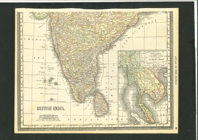 Stamp of India 1886 Lithograph map of India by Rand Mcnally and Co.