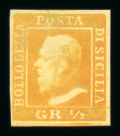 Stamp of Italian States » Sicily » 1/2 Grano, Plate I » Stamps Sicily 1859 1/2g plate I, light yellow (giallo chiaro) mint