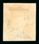 1859 1/2 Gr. plate I, porous paper (NA) olive yellow (giallo oliva), four good to large margins used with low cancel, very fine and extremely rare as the olive yellow shade is a great rarity.  Expertise: Signed A. Fiecch