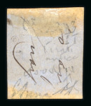 1859 1/2 Gr. plate I, porous paper (NA), deep orange (arancio scuro), large even-margined used single on small fragment, very fine and rare in this condition  Expertise: Signed E.Diena, "AD" Alberto Diena, Cert. Giacomo 