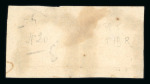 1859 1/2 Gr. plate I, position 19-20, porous paper (NA) orange (arancio), large margined right-hand sheet marginal horizontal pair used, with left stamp showing the position 19 retouch (above head at right), very fine an