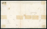 1859 1/2 Gr. plate I, orange (arancia), two singles, and 1 Gr. Plate II greyish olive-green (verde oliva grigiastro), three singles, on cover to Trapani; one 1/2 Gr. clearly showing the retouch at upper right of the port
