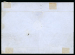 1859 1/2 Gr. plate I, porous paper (NA) orange (arancio), single at left and four overlapping singles at right, the first of the latter showing the retouch from Position 31; all tied on 1859 (22 Nov) cover from Palermo t