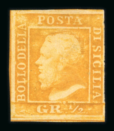 Stamp of Italian States » Sicily » 1/2 Grano, Plate I » Retouches Sicily 1859 1/2Gr. pl.1 orange (arancio), porous paper, mint showing retouch pos 69