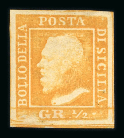 Stamp of Italian States » Sicily » 1/2 Grano, Plate I » Retouches Sicily 1859 1/2 Gr. plate I, stout white paper (PA) mint with position 99 retouch
