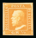 1859 1/2 Gr. plate II, white paper (PA) four good margins, very fine and fresh mint with original white gum.  Expertise: Signed "AD" and "ED".