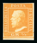 Stamp of Italian States » Sicily » 1/2 Grano, Plate II » Stamps Sicily 1859 1/2 Gr. plate II, white paper (PA) bright orange (arancio vivo), mint