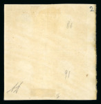 1859 1/2 Gr. Plate II, white thick paper (PA), orange (arancio), corner block of four from the lower left of the sheet (positions 81–82 / 91–92), with clear to huge margins. Fresh mint example with full original gum, lig