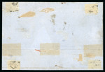1859 1 Gr. Plate I, deep rust-brown (bruno ruggine intenso), pair with four good to large margins, right stamp showing "Ring on the nose" typrical and constant variety from postion 86, on 1859 (Mar. 28) outer letter shee