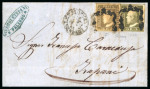 Stamp of Italian States » Sicily » 1 Grano, Plate I » Covers Sicily 1859 entire Palermo to Trapani franked 1859 1Gr. pl.I state II bruno olivastro and 1Gr verde oliva