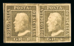 Stamp of Italian States » Sicily » 1 Grano, Plate I » Stamps Sicily 1859 1Gr. plate I, state II, brown-olive (bruno olivastro) mint horizontal pair