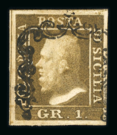 1859 1 Gr. Plate I, rust-brown (bruno ruggine), position 32, showing retouch, two examples, the second with clearer impression. The first is accompanied by A.Diena certificate (1952).  A scarce and highly interesting pai