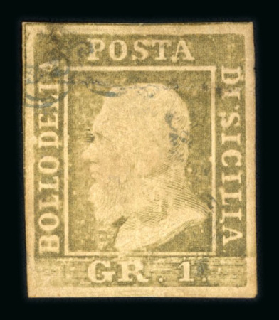 Stamp of Italian States » Sicily » 1 Grano, Plate I » Retouches Sicily 1859 1Gr plate I, state II bruno olivastro retouch position 55 used